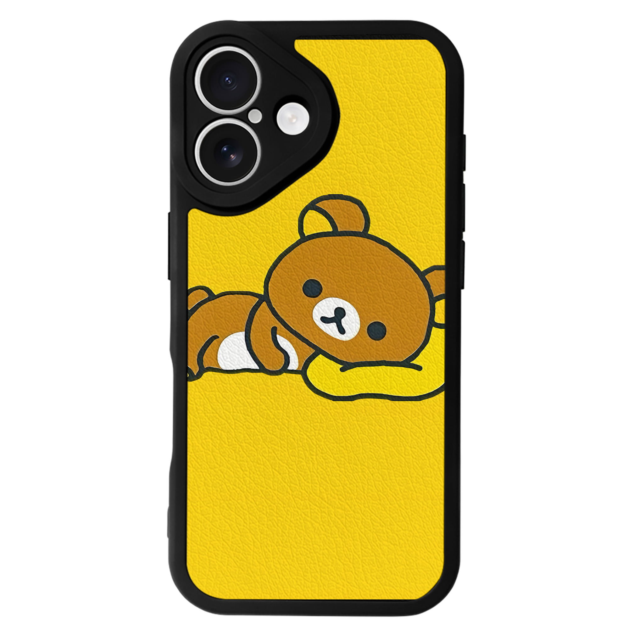 （画像用） リラックマ リラックマ キイロイトリ Rilakkuma Korilakkuma Kiiroitori 【iPhone 16シリーズ対応】シリコンスマホケース（レザー調） 材質：シリコン